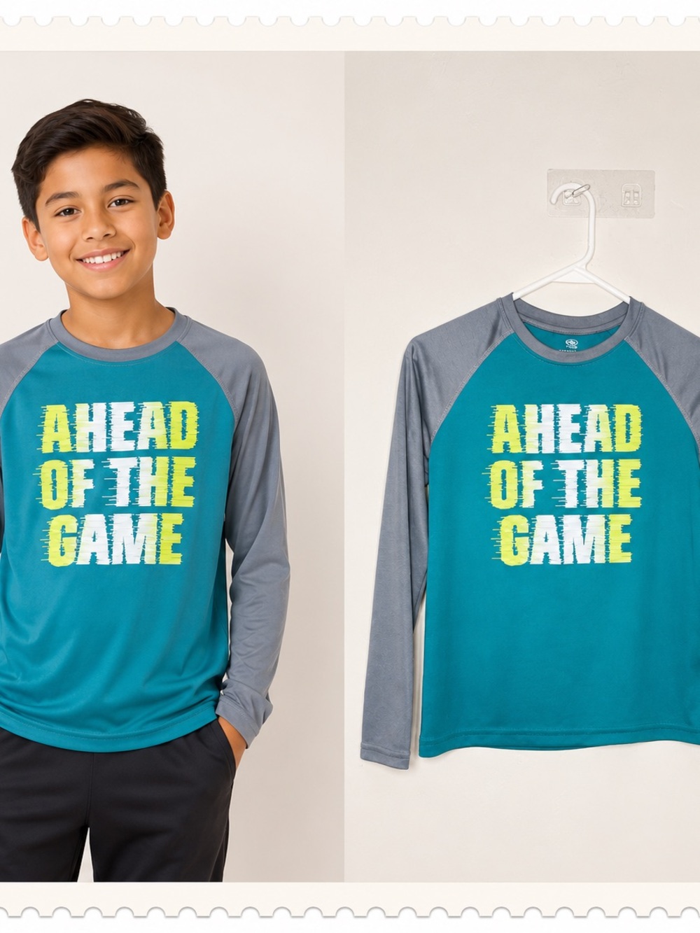 Kids' Teal & Gray Long-Sleeve Tee - Ahead of the Game